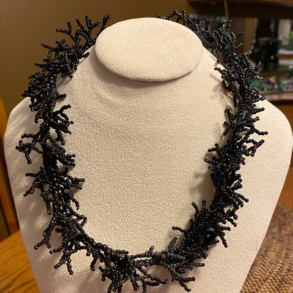 Artisan Jewelry - Black coral look seed bead necklace Artisan Jewelry - Black coral look seed bead necklace